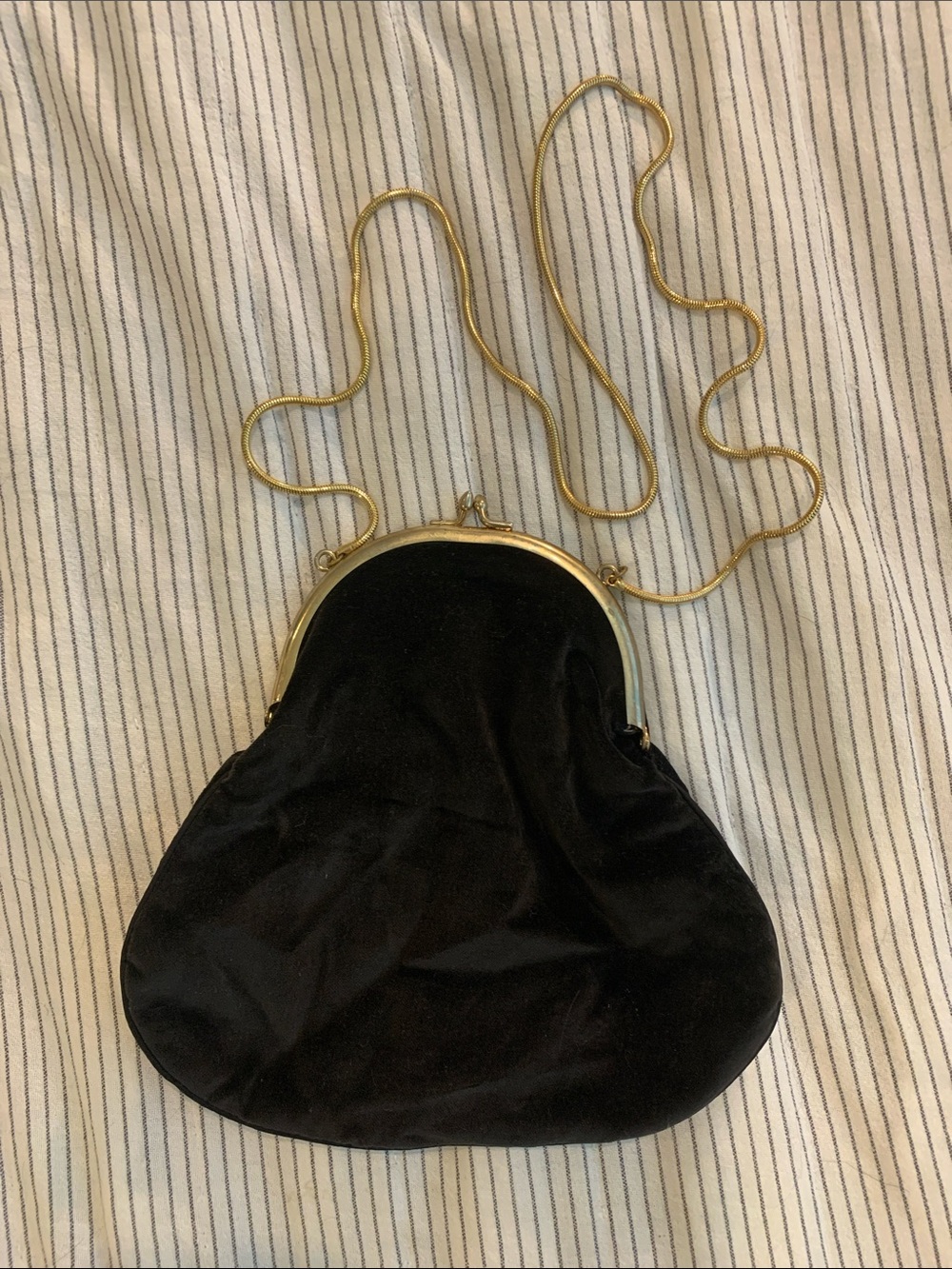 Classic Black Velvet Evening Crossbody Bag with Gold Chain